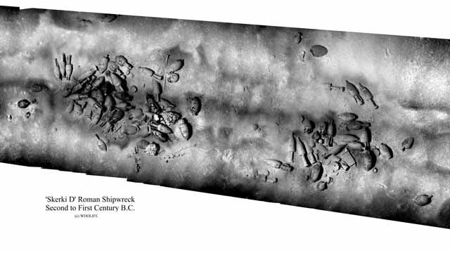 Photomosaic of an 80–60 B.C. Roman trading ship.