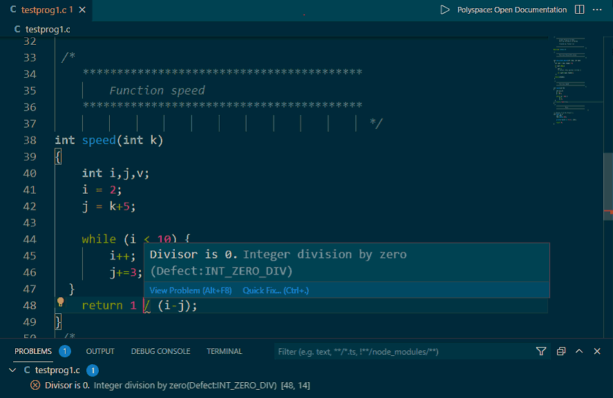 Visual Studio Code에서 Polyspace as You Code 플러그인을 사용하여 코딩 오류 검출하기.