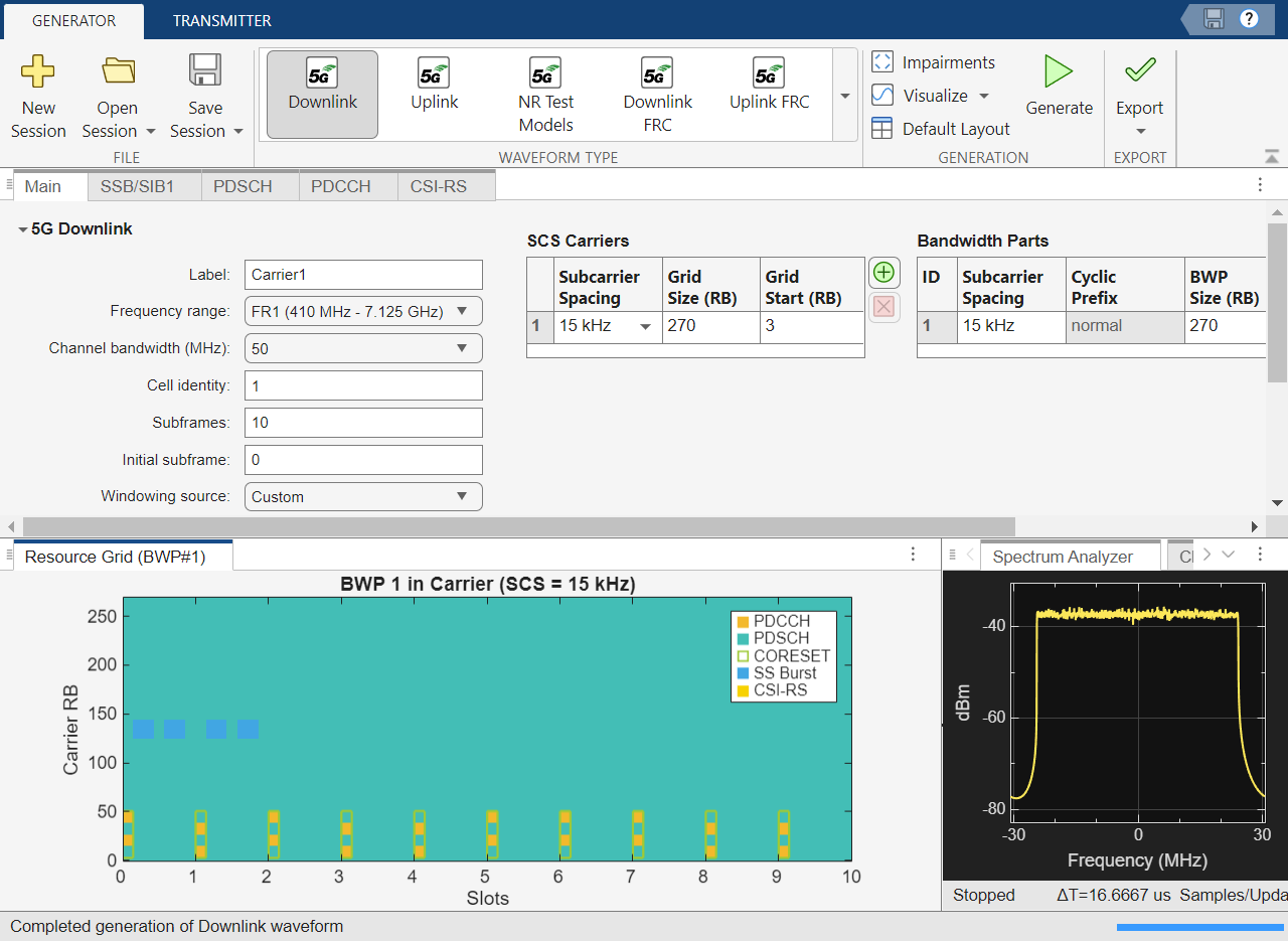 5G Waveform Generator app