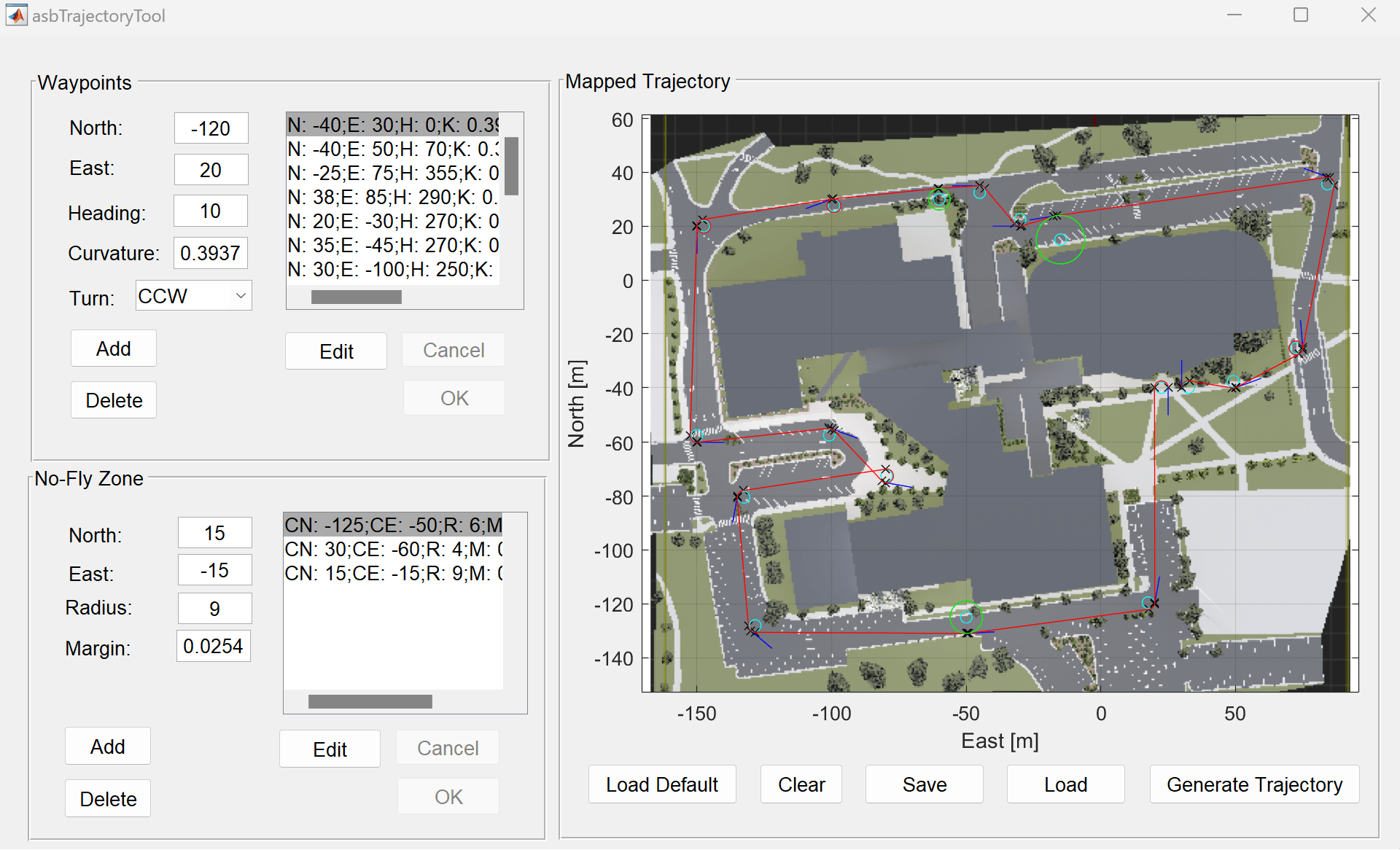 Helicopter trajectory with default data.