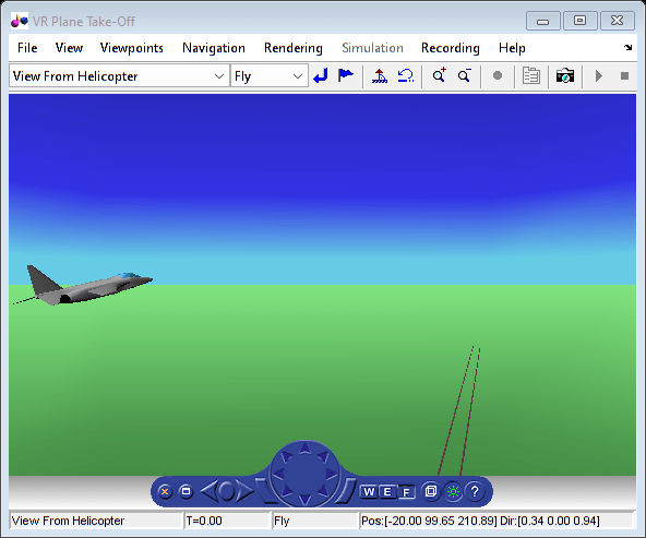 Figure VR Plane Take-Off contains objects of type hgjavacomponent, uimenu, uipanel, uitoolbar.