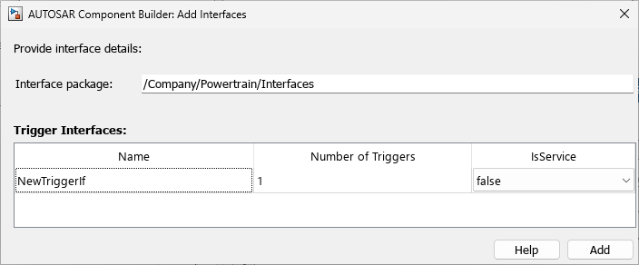 Add Interfaces dialog box.