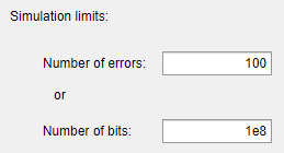 Setting for the Simulation limits parameter on the Monte Carlo tab of the BER Analysis app.