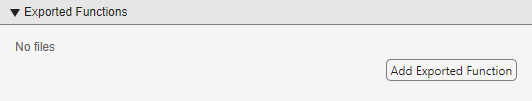 Exported file section of the compiler task with no file selected and a button labeled Add Exported Function