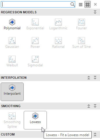 Fit type gallery, listing Lowess and other model types