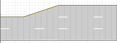 Segment adding lane to left edge of road.