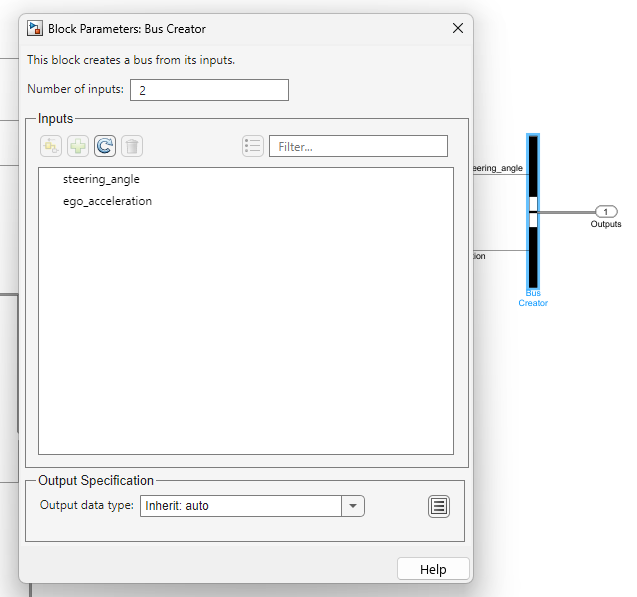 Output signals of the driving simulation test bench Controller subsystem.