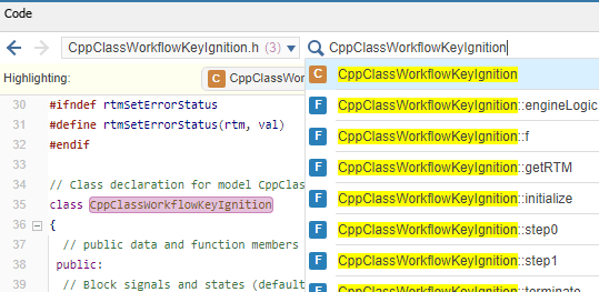 Use the search functionality in the Code view pane