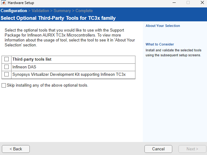 Select optional third party tools for IFX TC3x