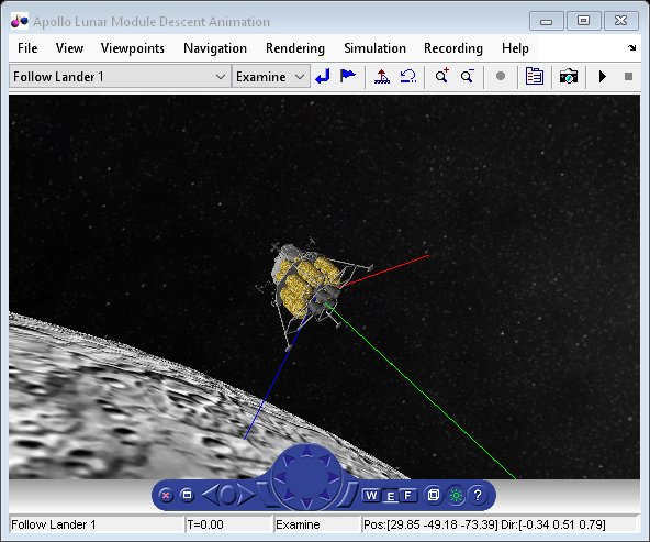 Figure Apollo Lunar Module Descent Animation contains objects of type hgjavacomponent, uimenu, uipanel, uitoolbar.