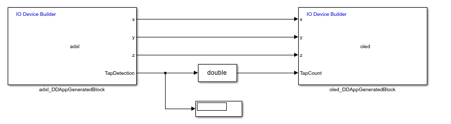 Create OLED Display Block to Display Acceleration and Tap Count Using IO Device Builder App