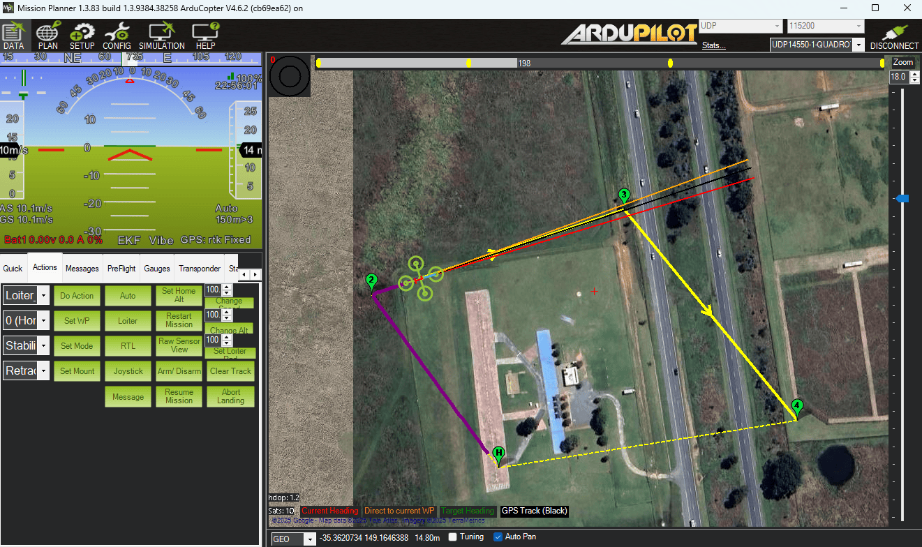 Data view showing the flight in progress.