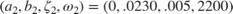 $$ (a_2,b_2,\zeta_2,\omega_2) = (0,.0230,.005,2200) $$