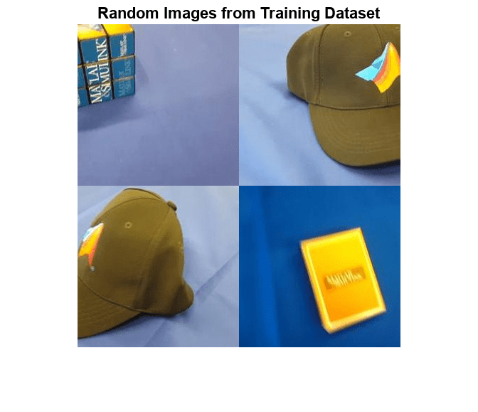 Figure contains an axes object. The axes object with title Random Images from Training Dataset contains an object of type image.