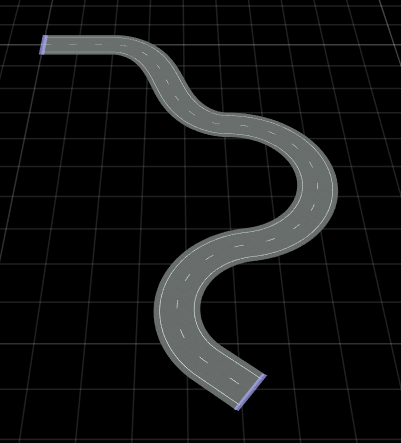 Design a Curved Road Programmatically using MATLAB Scene Authoring Functions