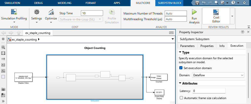 Multicore tab on the Simulink toolstrip