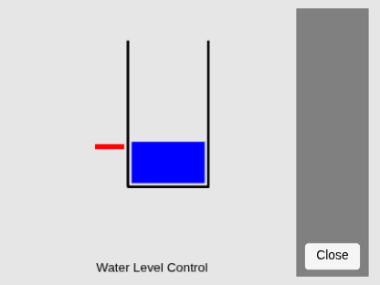Figure Tank Demo contains an axes object and other objects of type uicontrol. The hidden axes object with xlabel Water Level Control contains 8 objects of type line, patch.