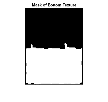 Figure contains an axes object. The axes object with title Mask of Bottom Texture contains an object of type image.