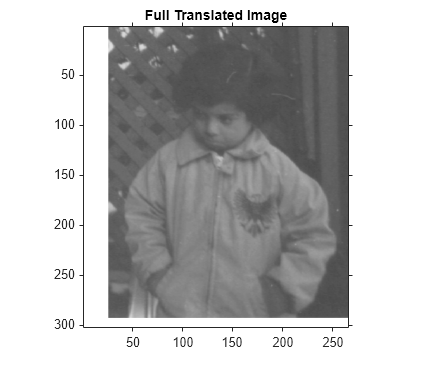 Figure contains an axes object. The axes object with title Full Translated Image contains an object of type image.