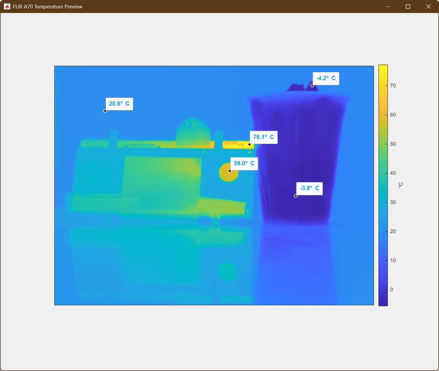 FLIR A70 열화상 카메라로 이미지를 수집하고 분석합니다.