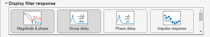 Filter response options in Design Filter live task
