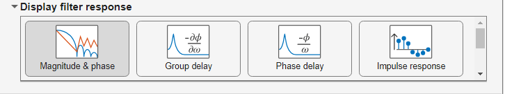 Filter response options in Design Filter live task