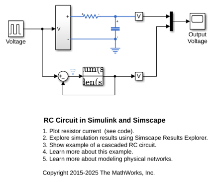 Simulink 및 Simscape의 RC 회로