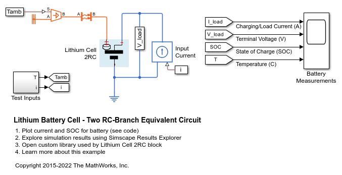 Lithium Battery Cell - Two RC-Branch Equivalent Circuit