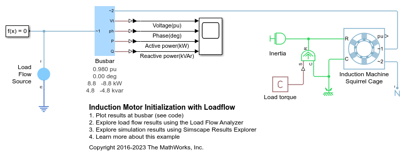 Induction Motor
				Initialization with Loadflow