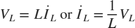 $V_L =L\dot{I}_L $ or $\dot{I}_L = \frac{1}{L}V_L$