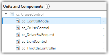 Project panel showing the units and components in the project