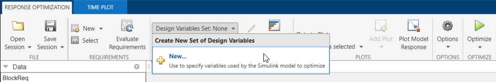 Drop-down list for Design Variable Set