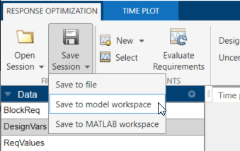 Drop-down list for Save Session