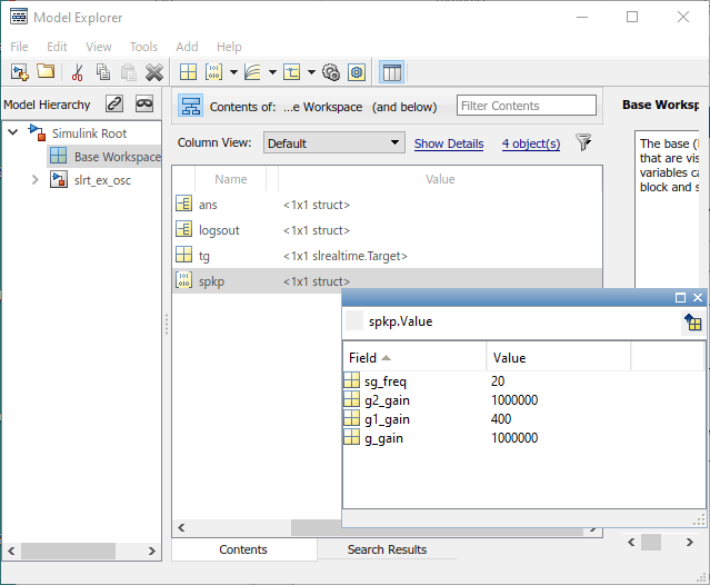 Tune Parameter Structures by Using Simulink® Real-Time™ Explorer