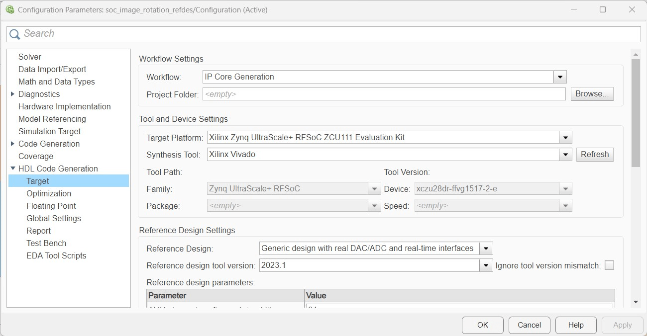 Configuration Parameters dialog