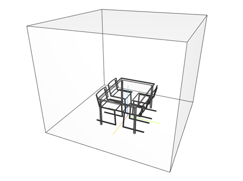 3-D model of a table and four chairs