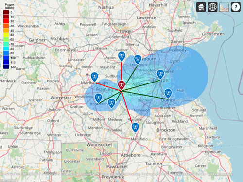 Visualize Antenna Coverage Map and Communication Links