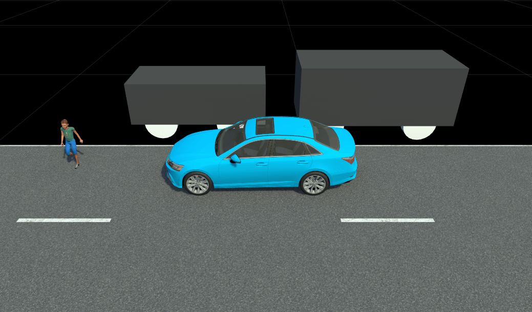 Second generated scenario variant which contains a modified asset for pedestrian.