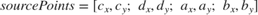 $$sourcePoints = [c_{x},c_{y};\ d_{x},d_{y};\ a_{x},a_{y};\ b_{x},b_{y}]$$