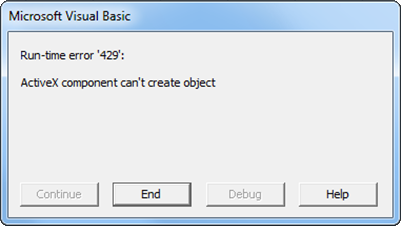 Run-time error '429': ActiveX component can't create object