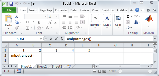 Worksheet cell A2 contains the entered text.