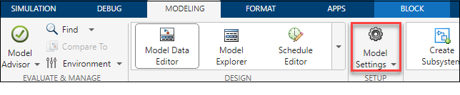 Simulink toolstrip