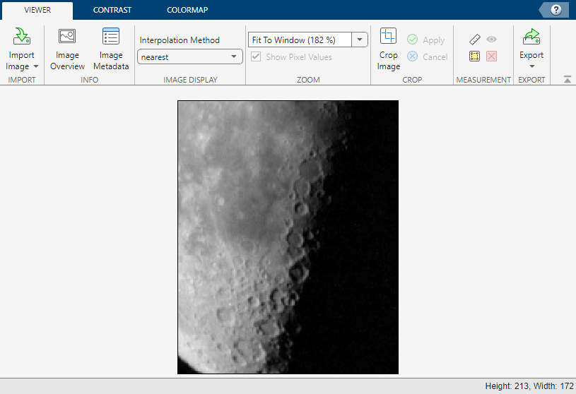 Image Viewer showing only the cropped portion of the image.