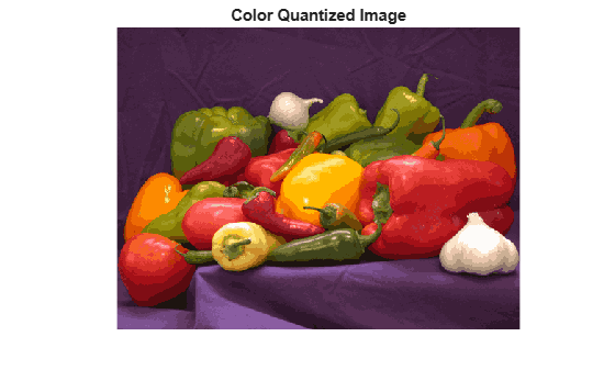 Figure contains an axes object. The hidden axes object with title Color Quantized Image contains an object of type image.