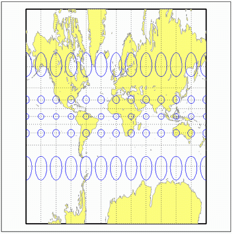 World map using central projection