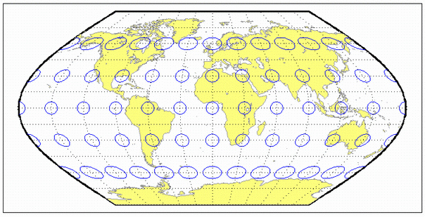 World map using Eckert 5 projection
