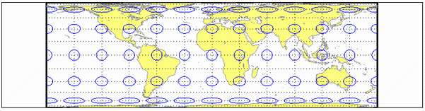 World map using equal-area cylindrical projection