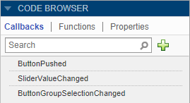 Code Browser showing the Callbacks tab with three callbacks.