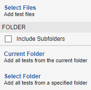 Options for adding tests to the test browser