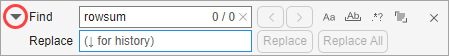 Find and replace dialog showing two edit fields, one for the text to search for, and one for the text to replace it with